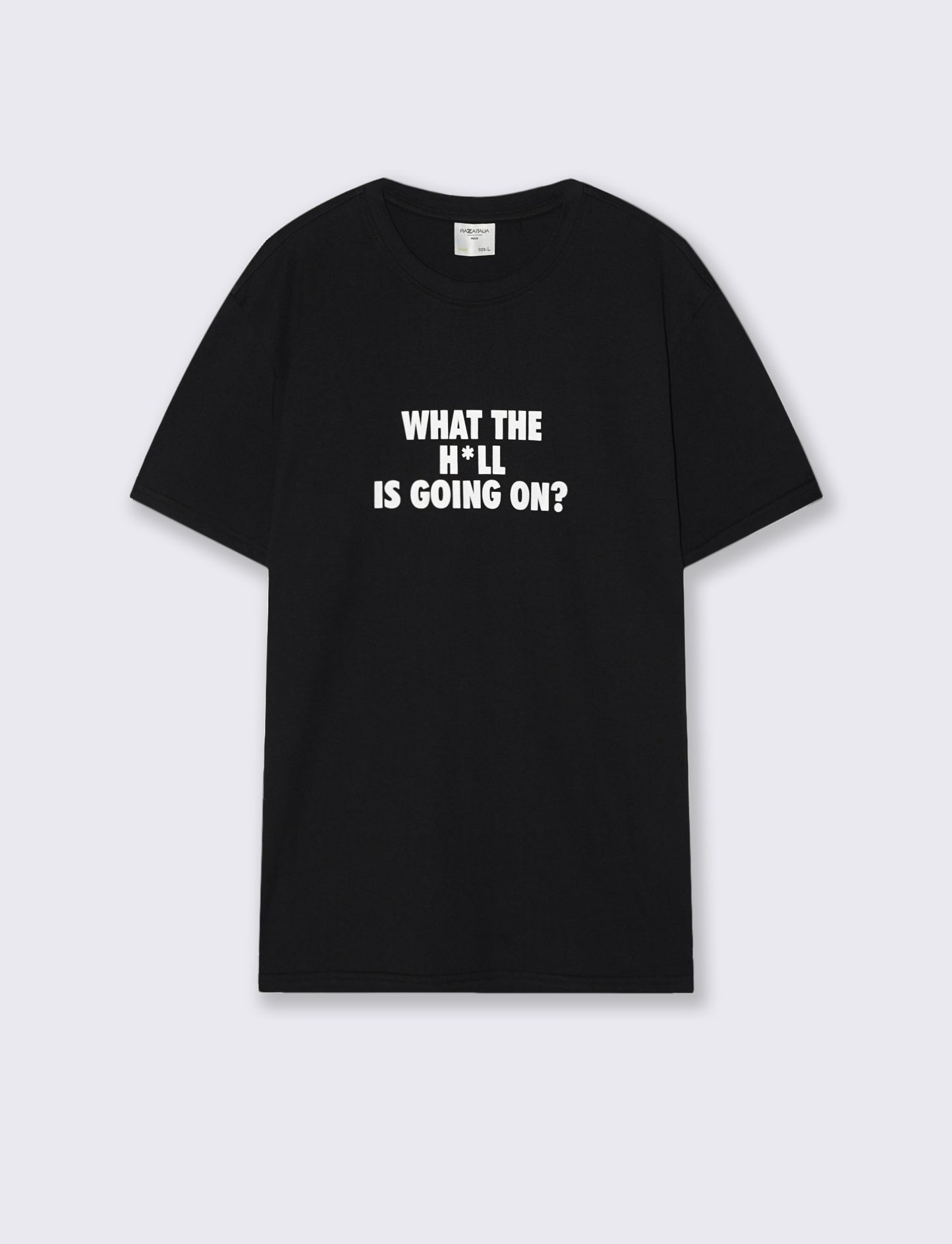 Cotton crew neck T-shirt with contrast print - Black