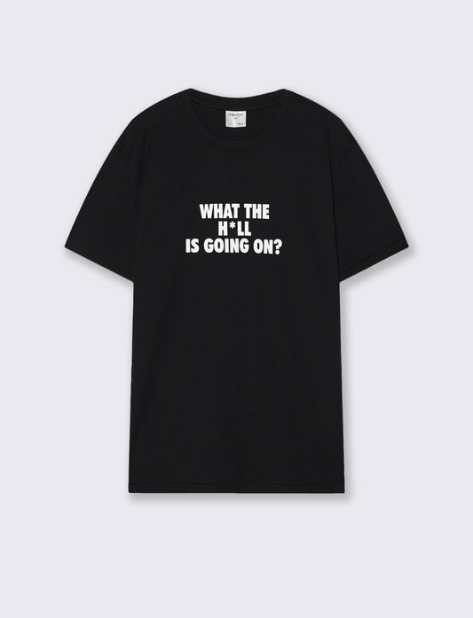 Cotton crew neck T-shirt with contrast print - Black