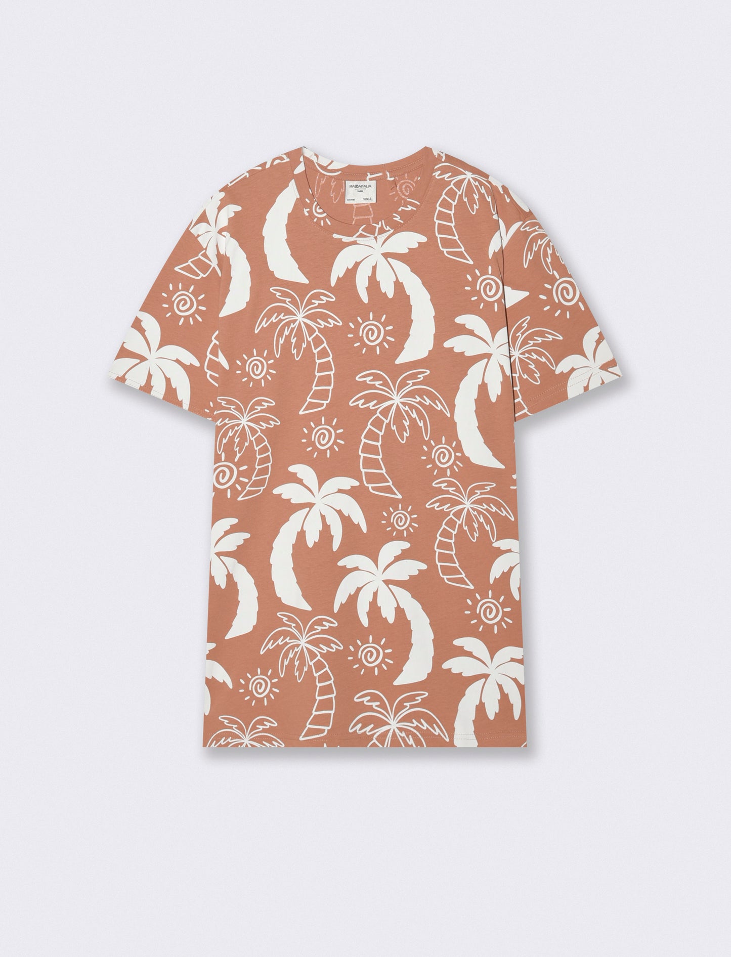 Floral all-over cotton T-shirt - Orange