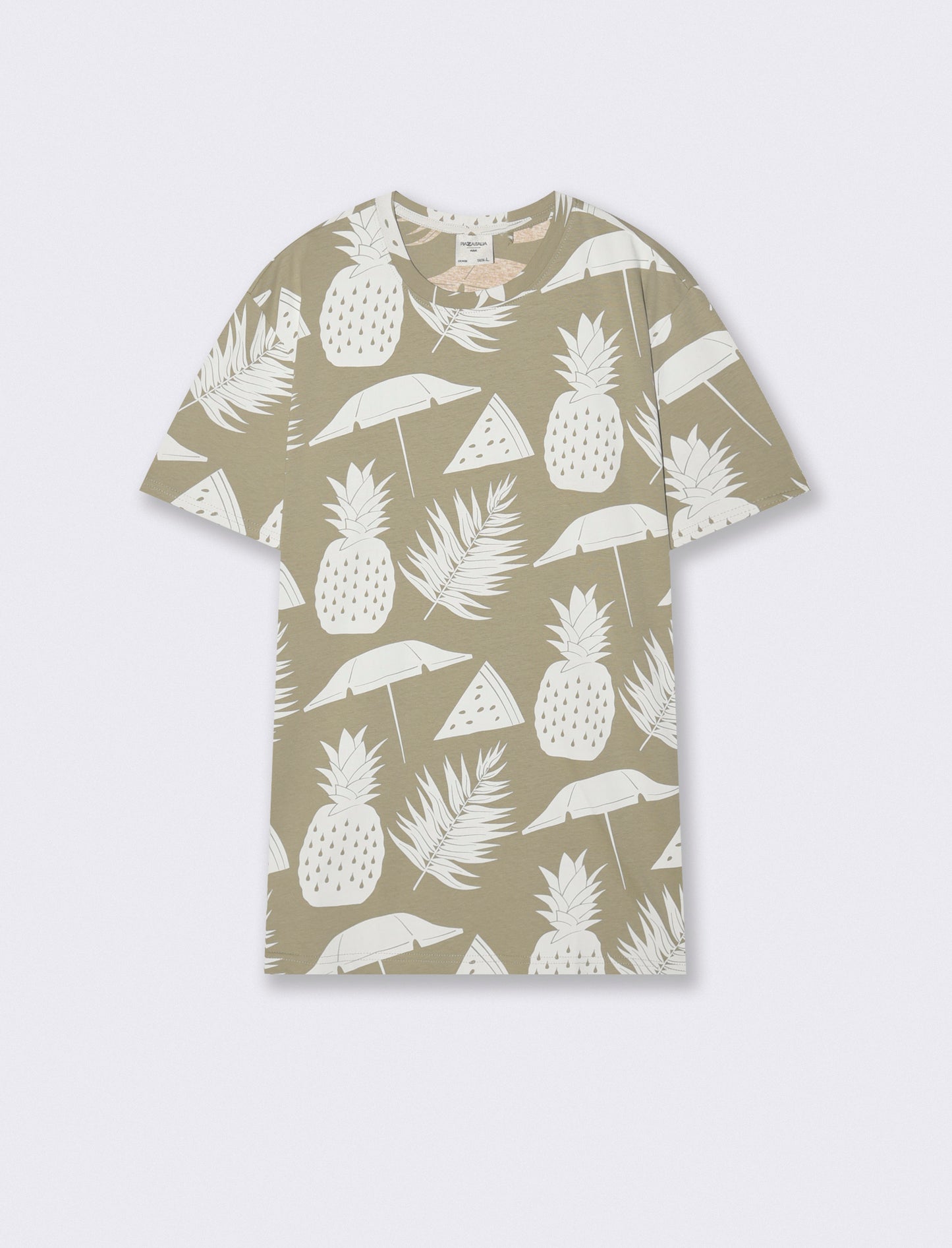 T-shirt cotone floreale all over - Grigio stone