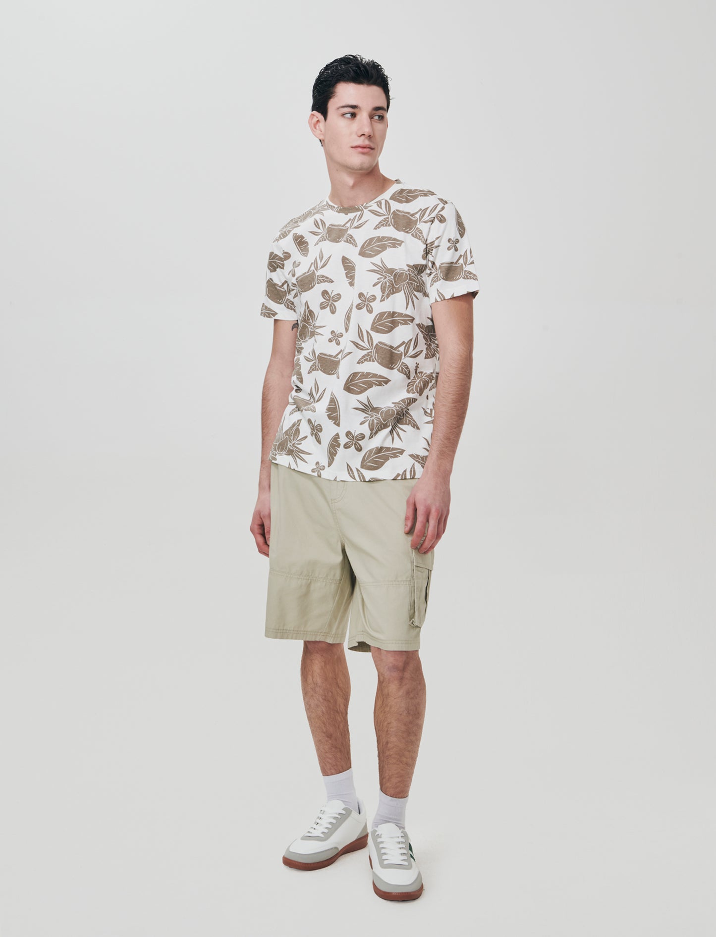 Floral all-over cotton T-shirt - White