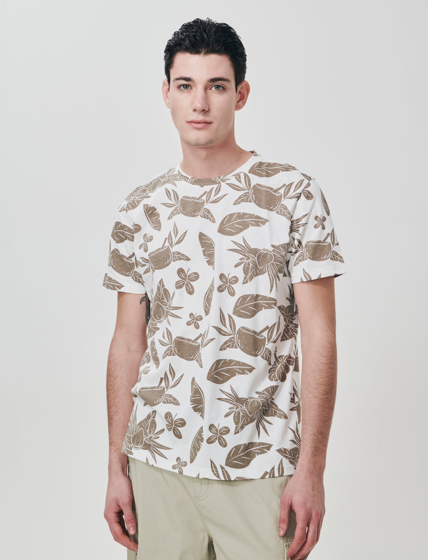 Floral all-over cotton T-shirt - White