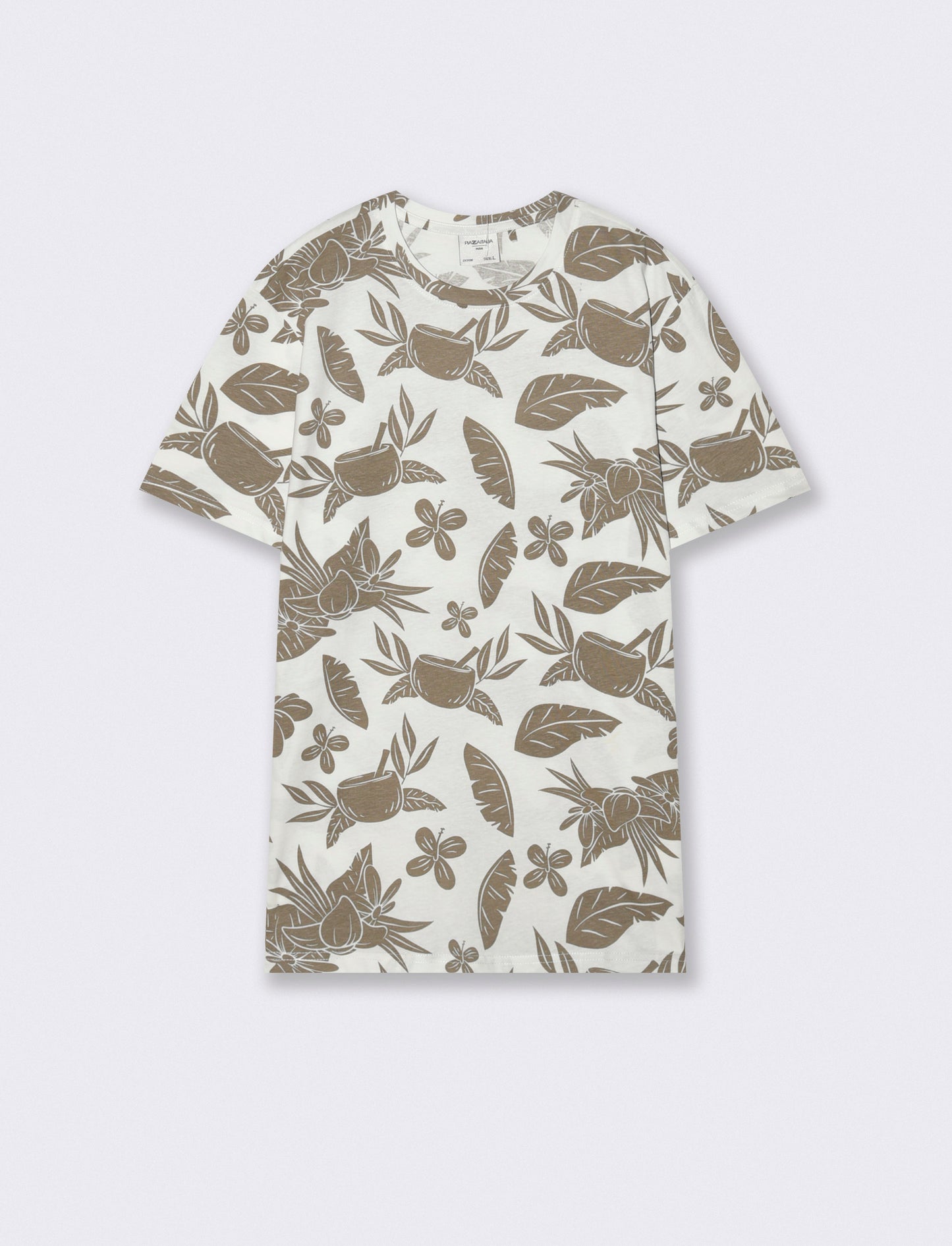 Floral all-over cotton T-shirt - White