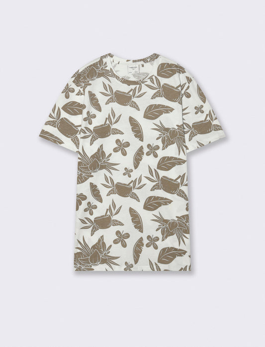 Floral all-over cotton T-shirt - White