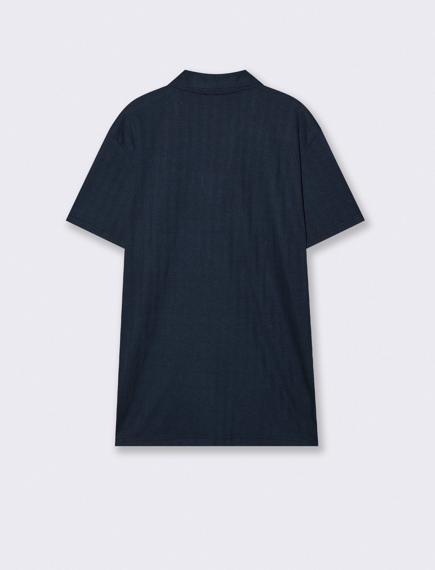 Short-sleeve ribbed polo effect - Blue