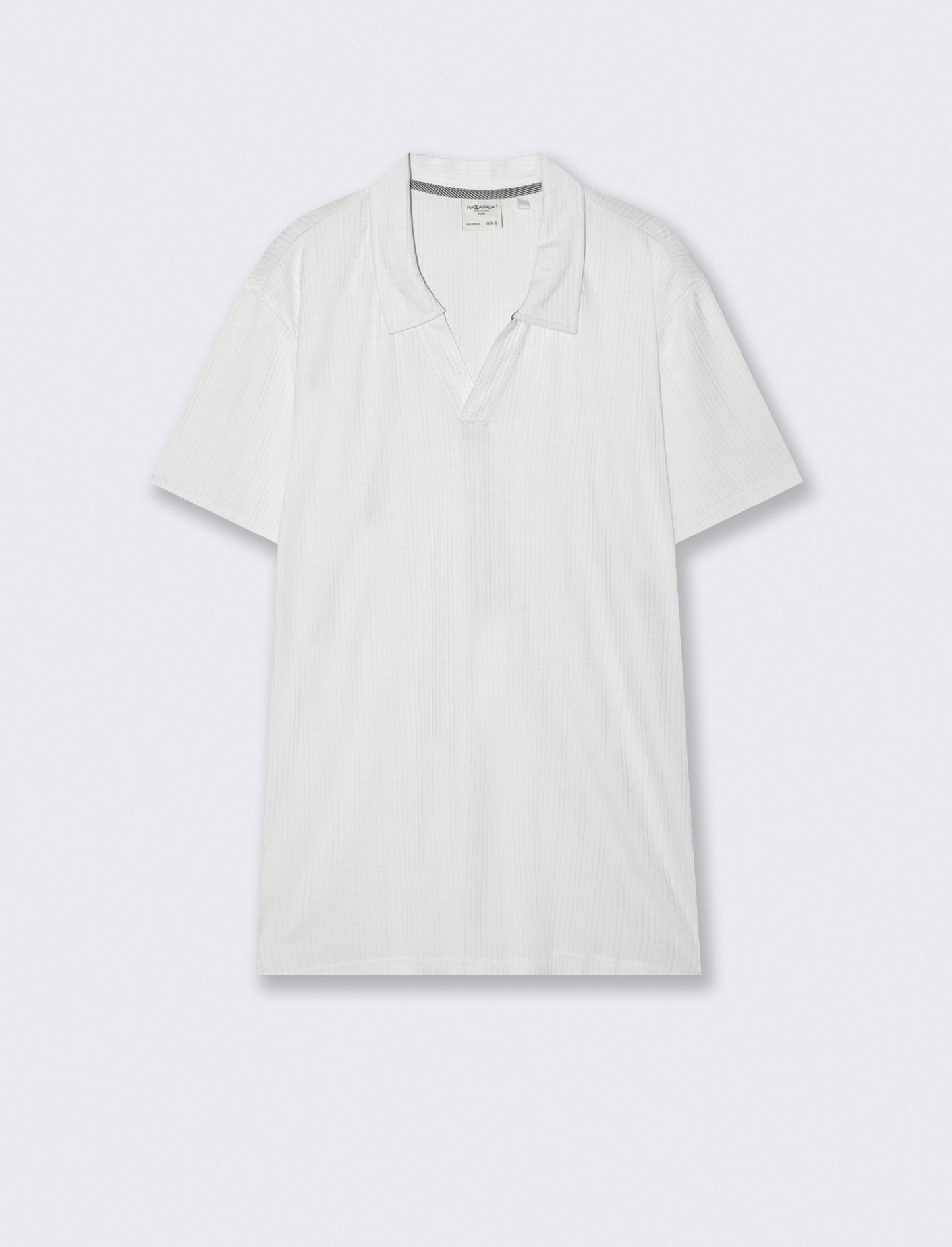 Short-sleeve ribbed polo effect - White