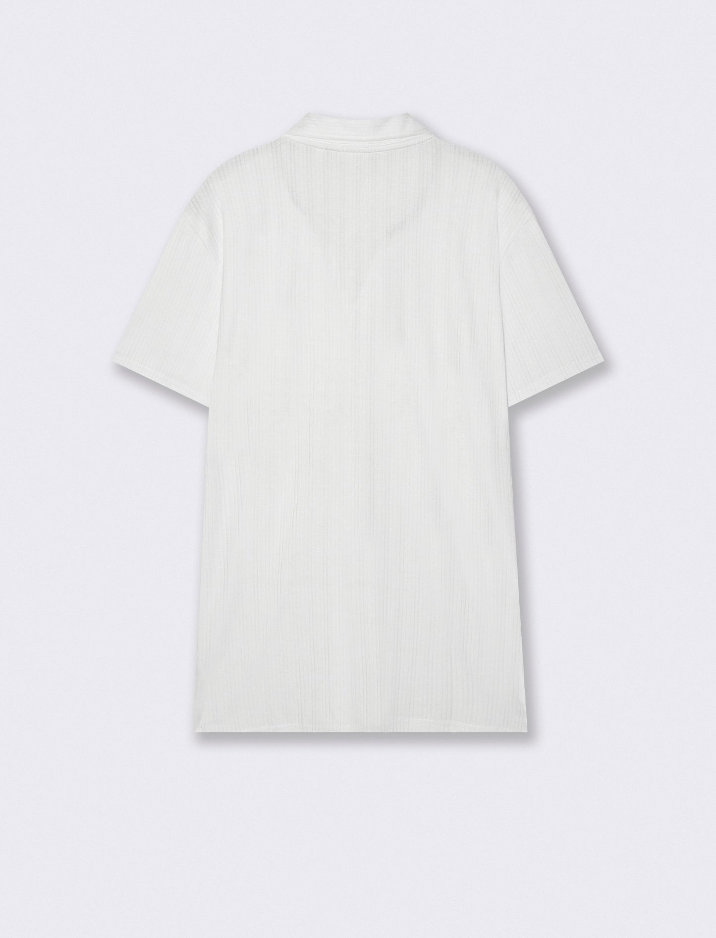 Short-sleeve ribbed polo effect - White