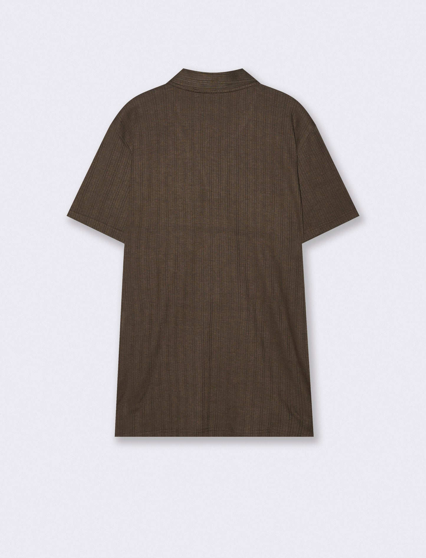 Polo a coste effetto maglia maniche corte - Moro