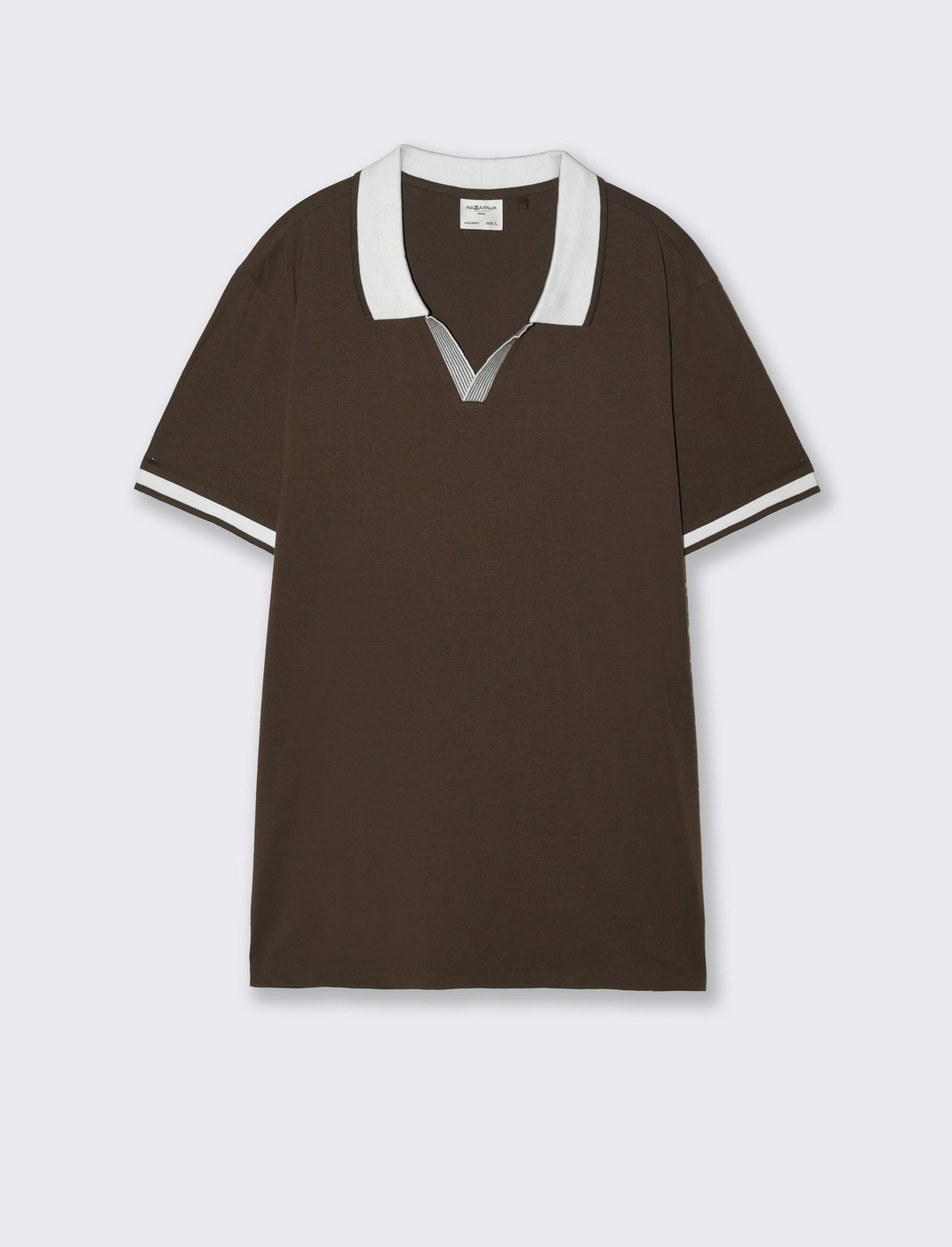 Polo Collo Derby in Cotone Elasticizzato - Moro