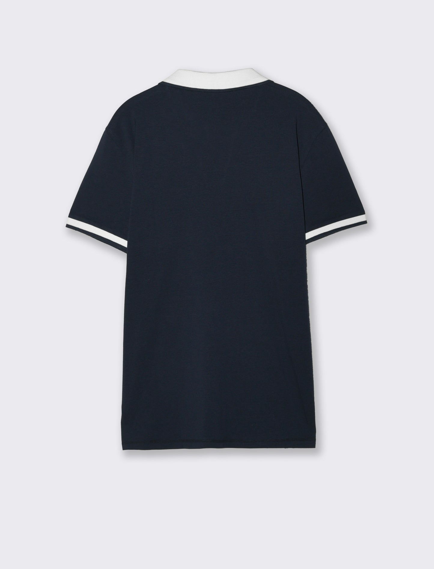 Stretch Cotton Polo Shirt with Derby Collar - Blue