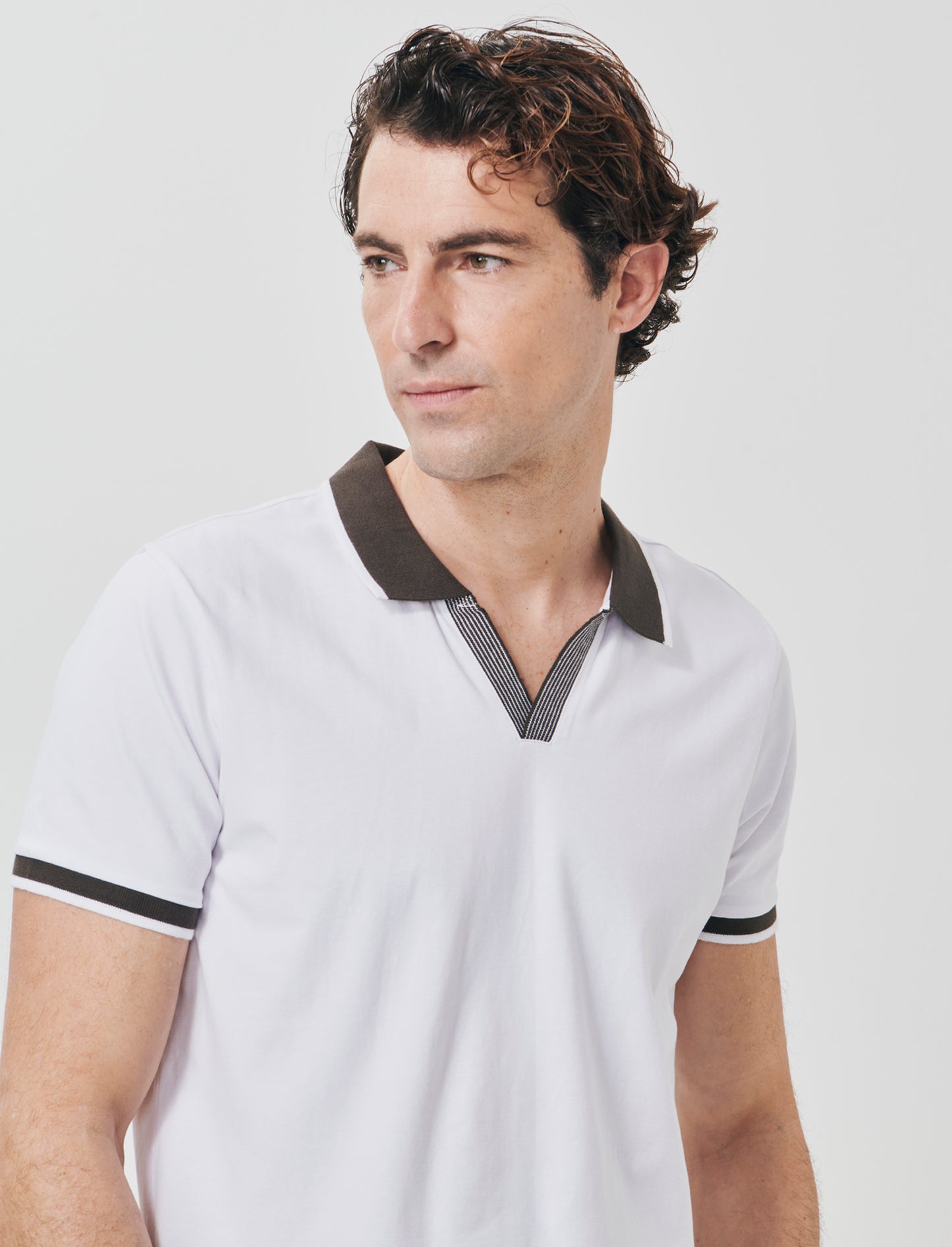 Polo Collo Derby in Cotone Elasticizzato - Bianco