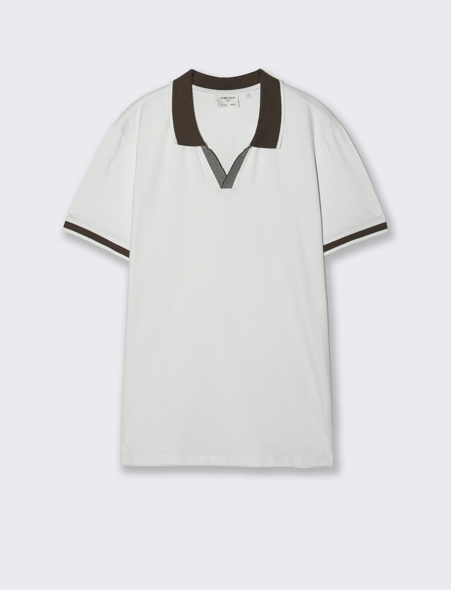 Polo Collo Derby in Cotone Elasticizzato - Bianco