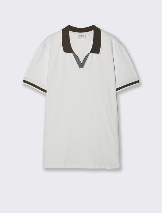 Polo Collo Derby in Cotone Elasticizzato - Bianco
