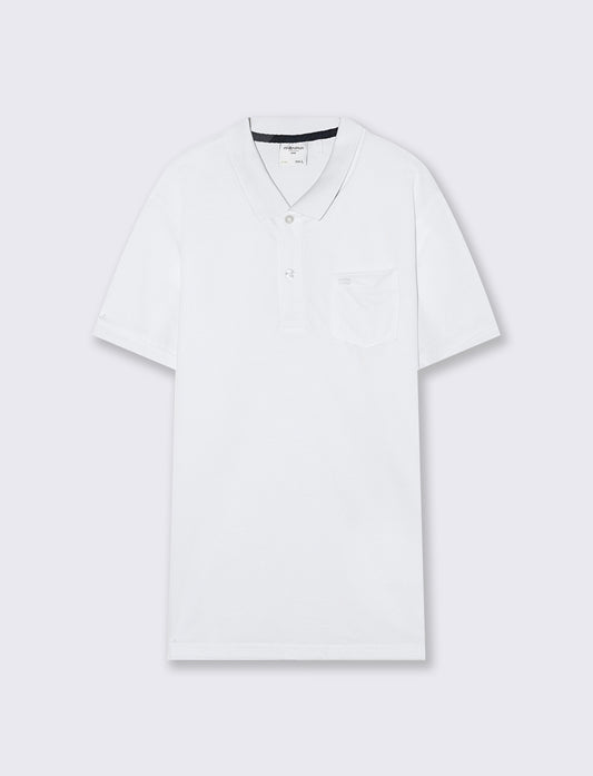 Polo basica con taschino e maniche corte - Bianco