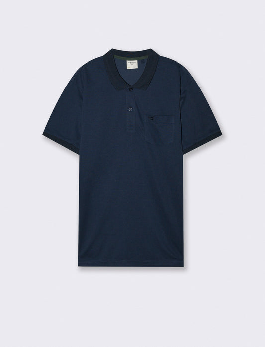 Basic polo with pocket and short sleeves - Blue