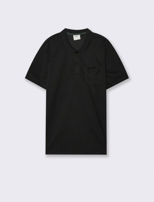Basic polo with pocket and short sleeves - Black
