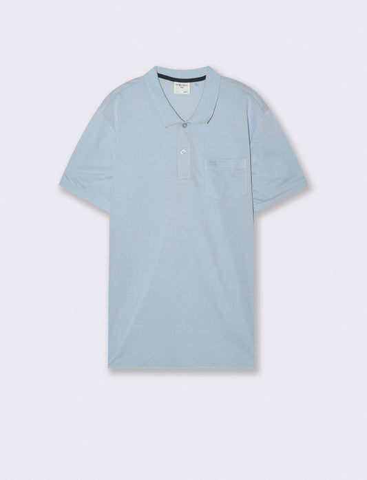 Basic polo with pocket and short sleeves - Sky blue