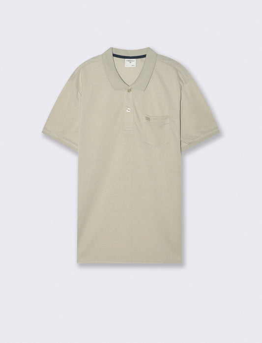 Basic polo with pocket and short sleeves - Grey