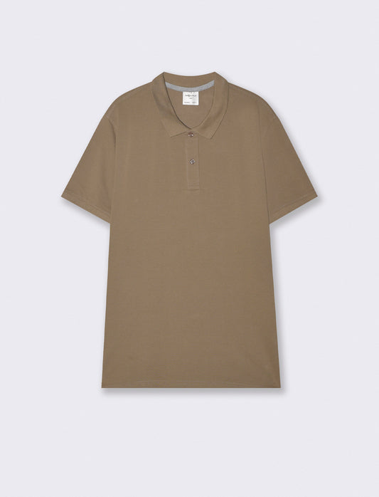 Polo Basica Regular Fit in Piquet - Verde kaki