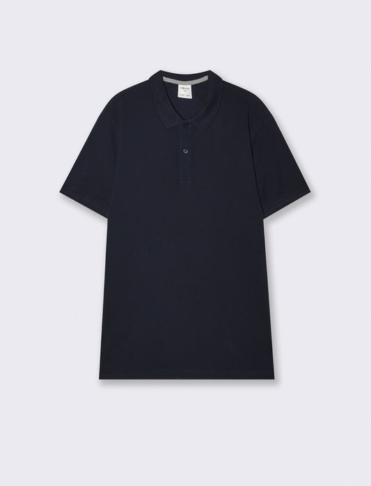 Polo Basica Regular Fit in Piquet - Blu