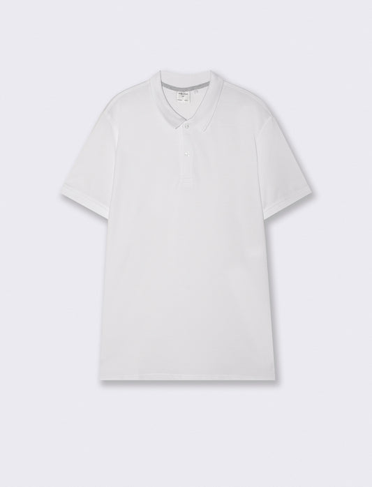 Polo Basica Regular Fit in Piquet - Bianco