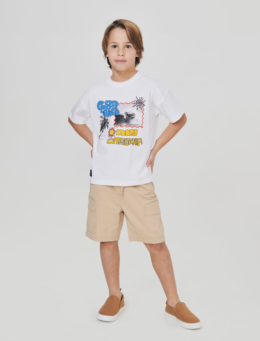 T-shirt loose mezza manica estiva - Bianco