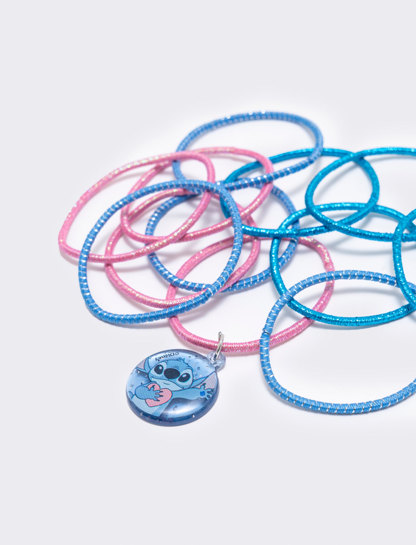 Set of 12 elastics with different designs - Blue