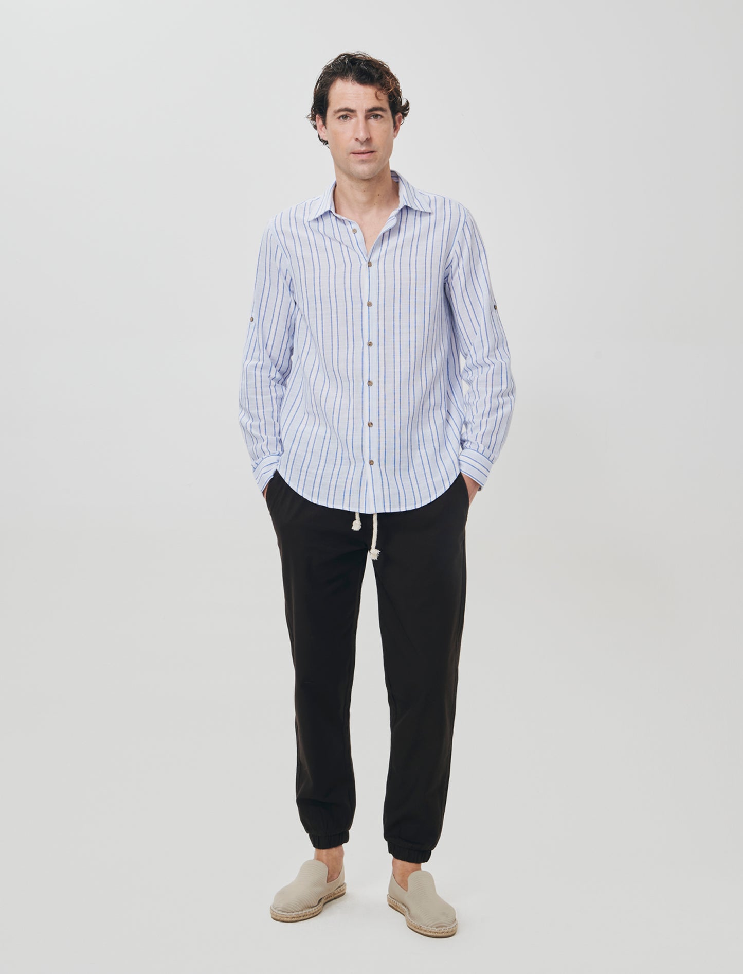 Pantaloni jogger in cotone strutturato - Moro