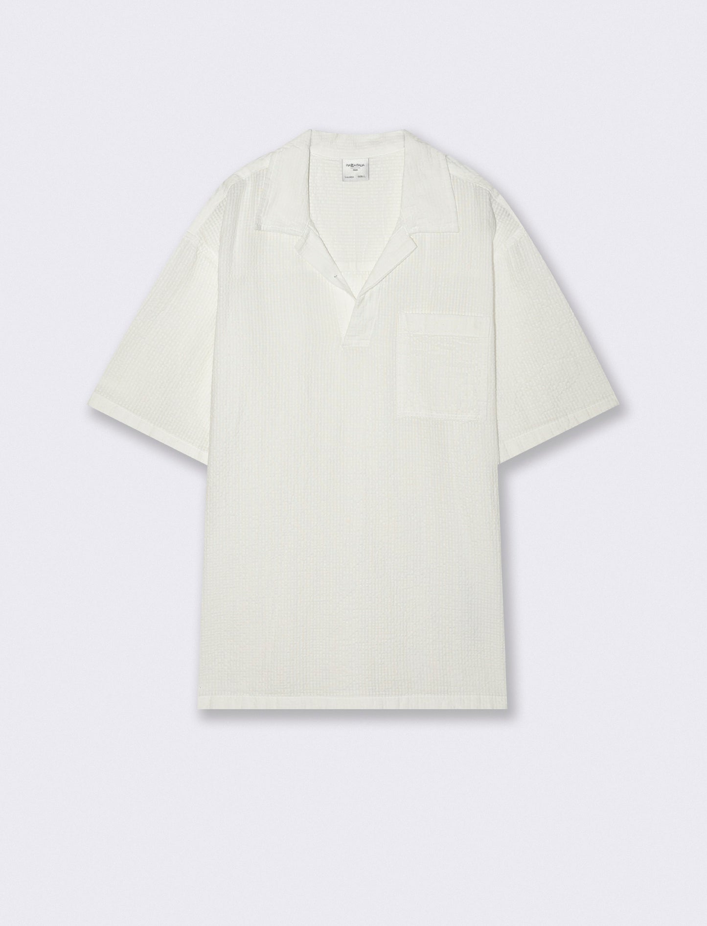 Short sleeve jacquard polo with mesh effect - White