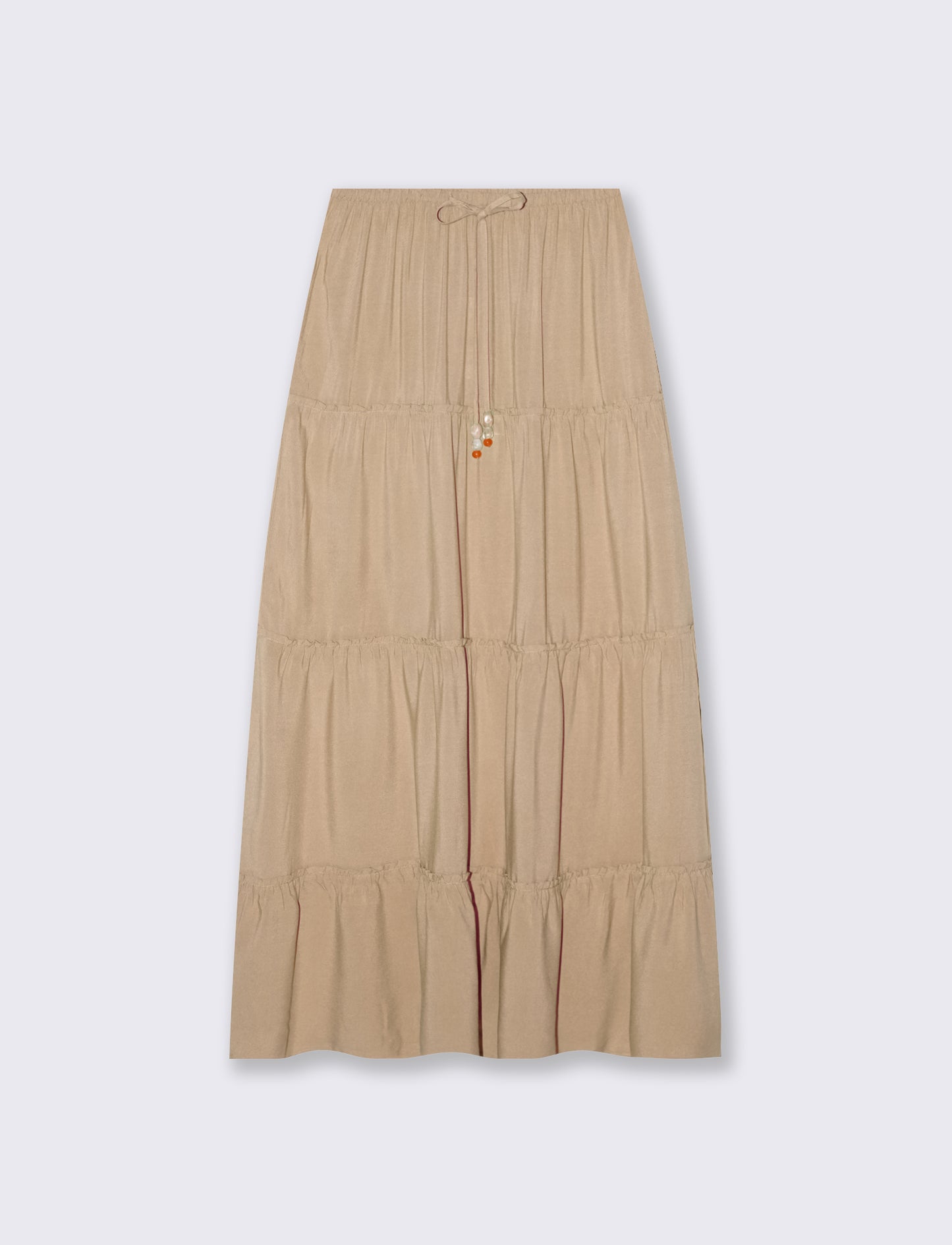 Long skirt with drawstring at the waist - BROWN