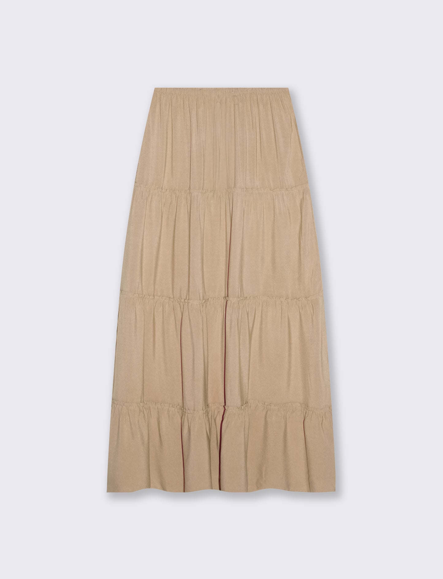 Long skirt with drawstring at the waist - BROWN