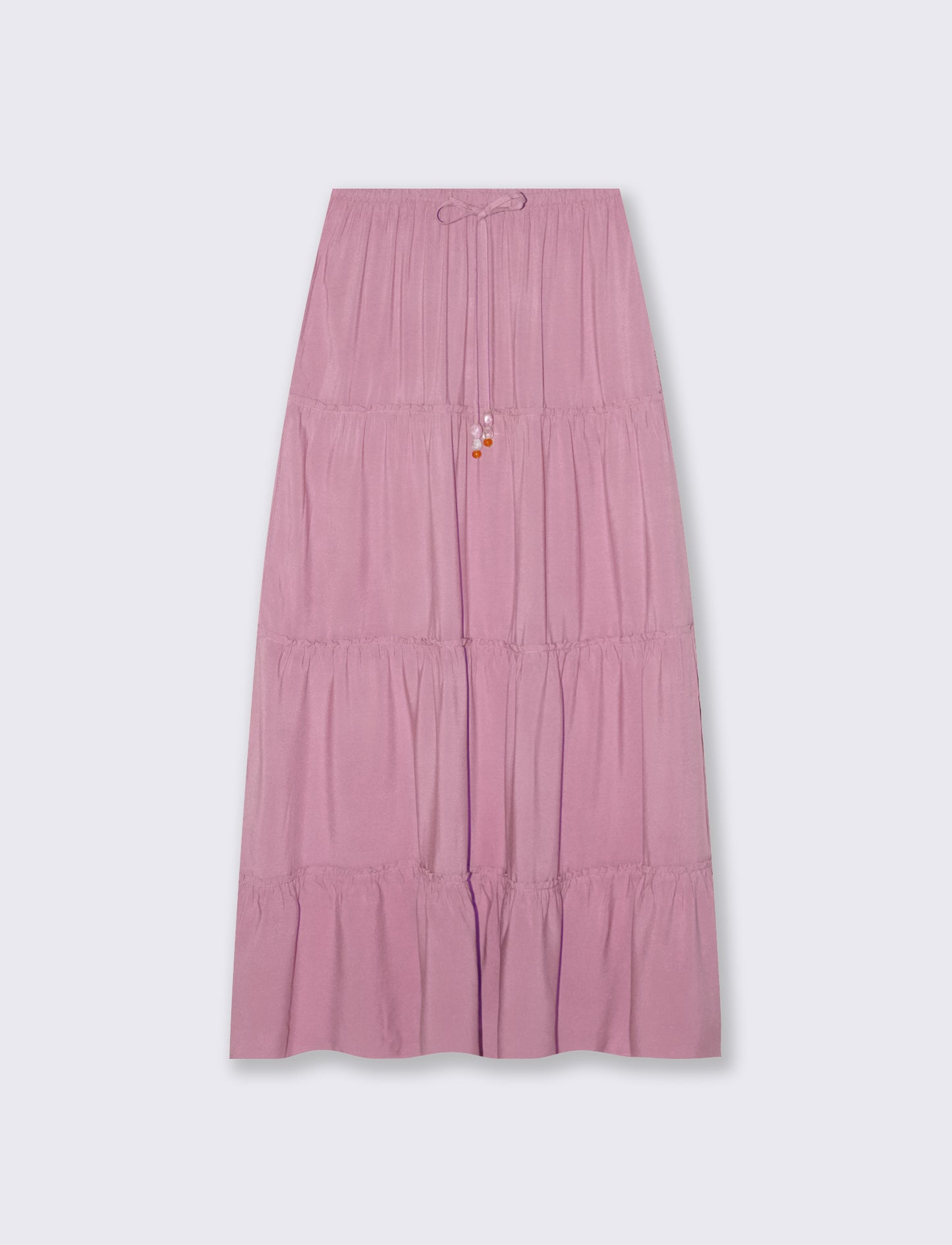 Long skirt with drawstring at the waist - Pink