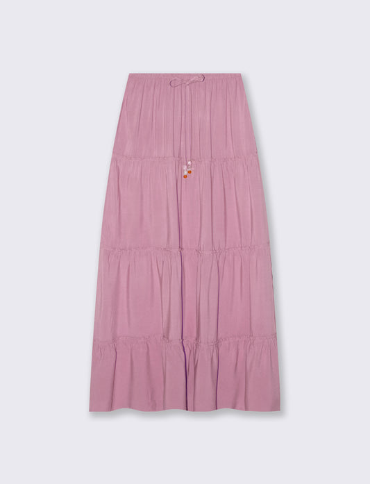 Gonna lunga con coulisse in vita - Rosa polvere