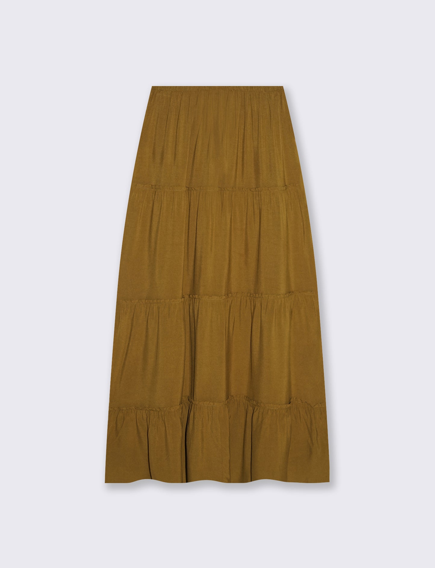 Gonna lunga con coulisse in vita - Verde oliva