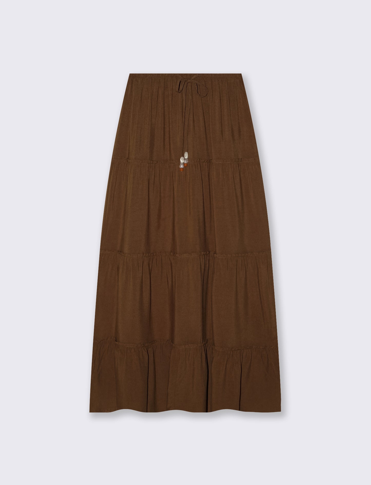 Long skirt with drawstring at the waist - Brown