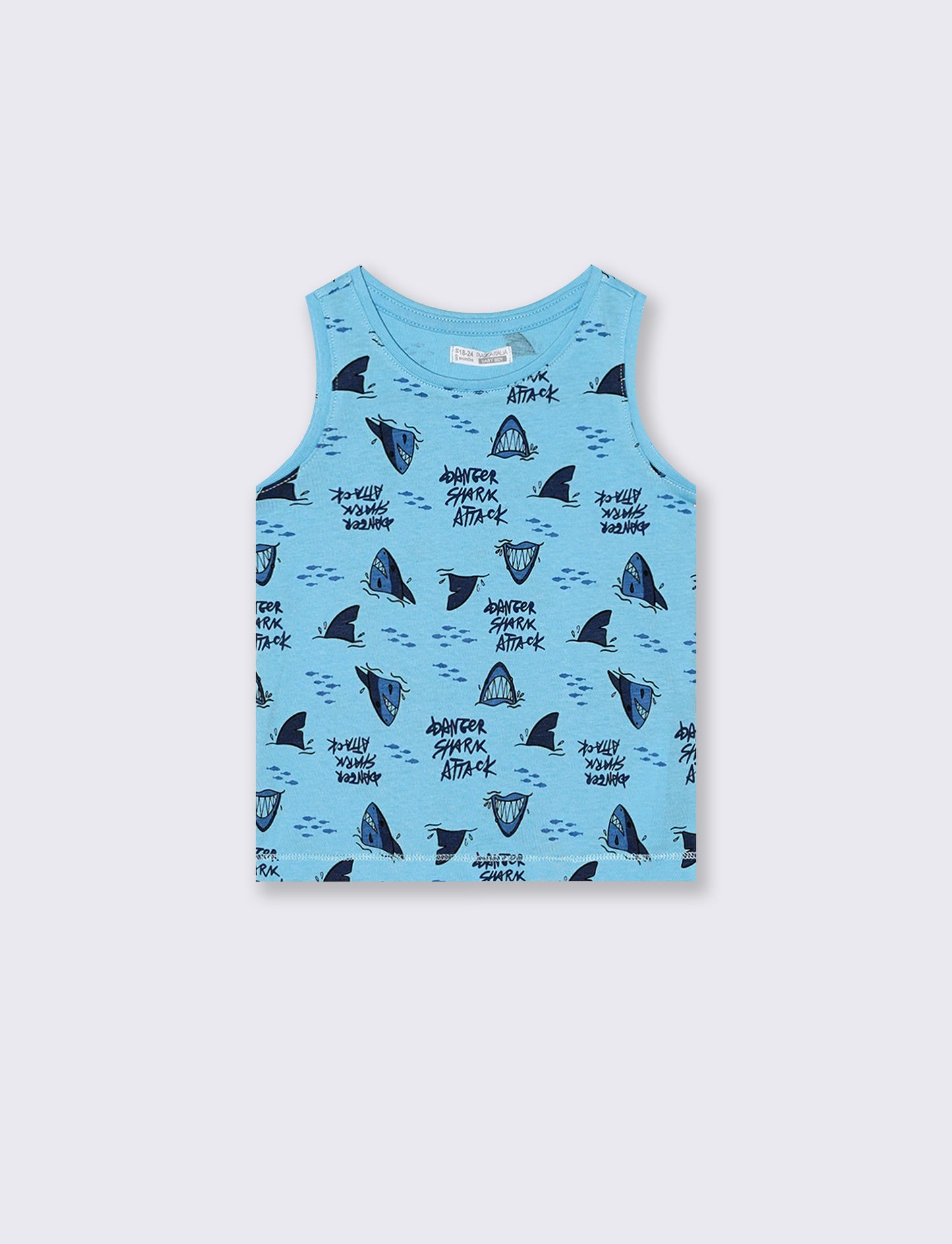 Trendy two-color patterned tank top - Sky blue