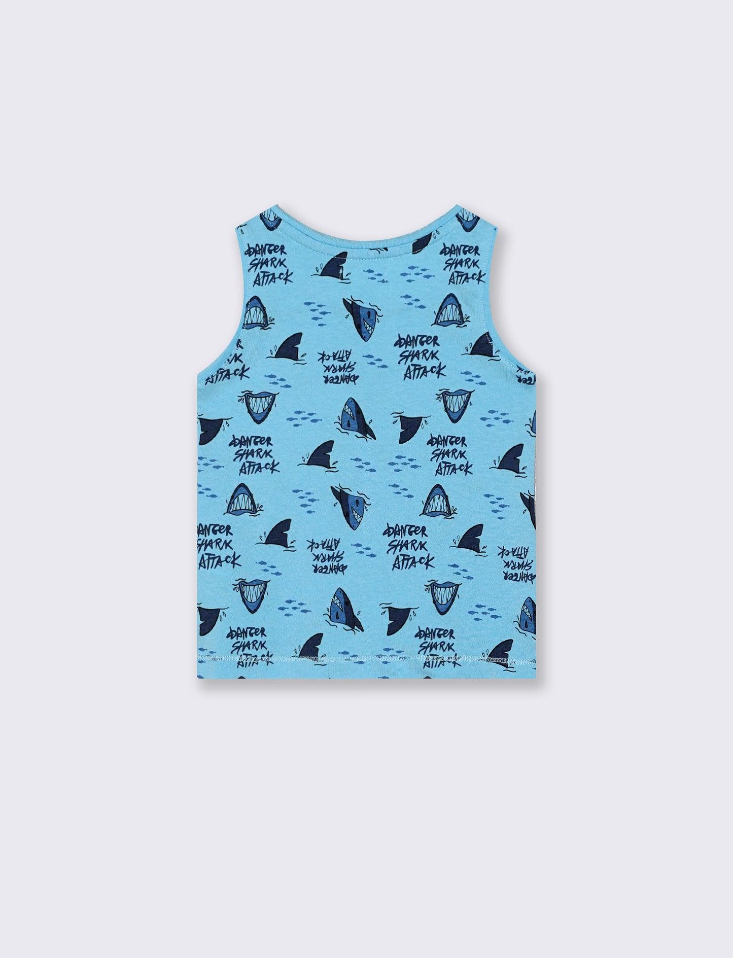 Trendy two-color patterned tank top - Sky blue