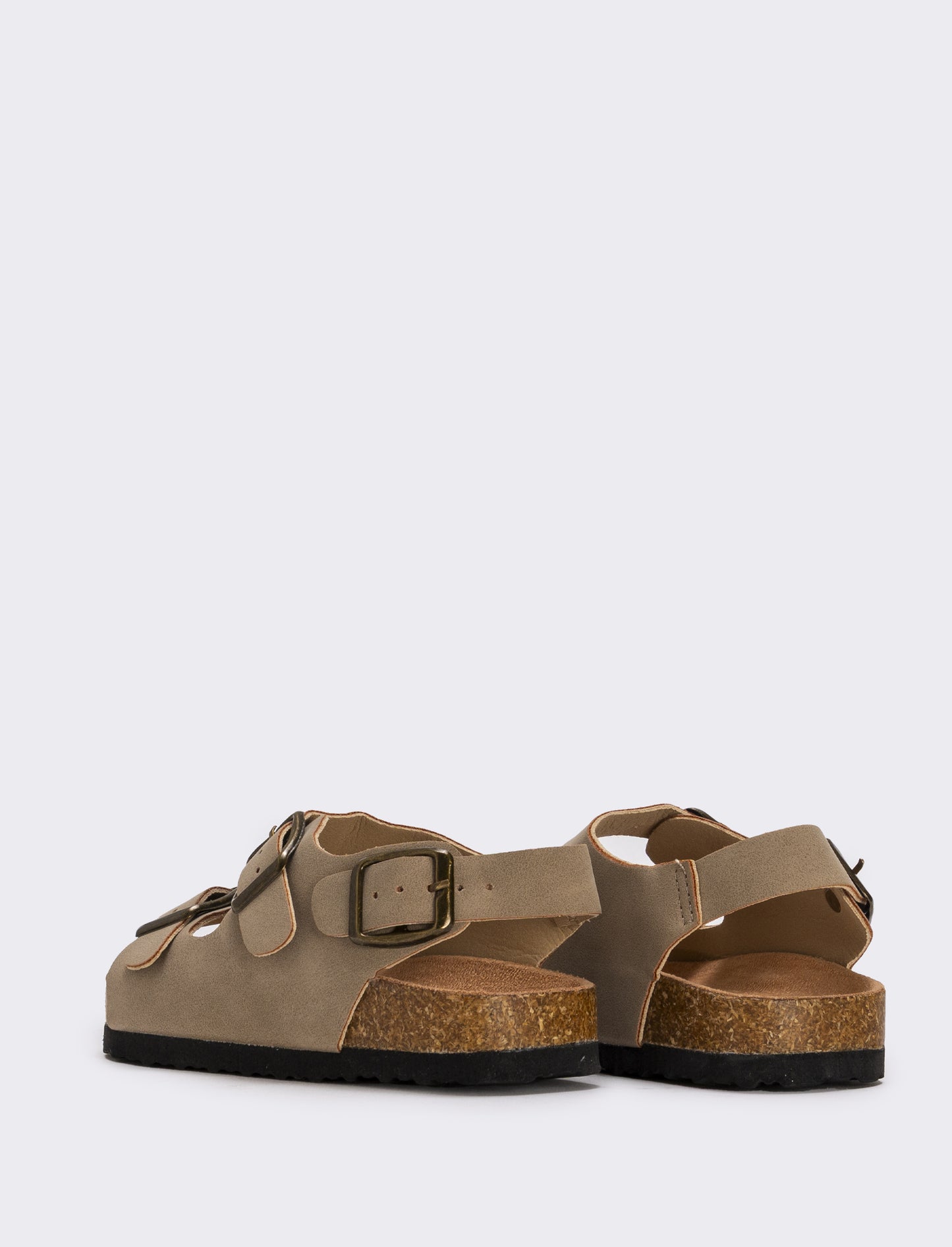 Sandalo bambino in microfibra con fibbie - Beige