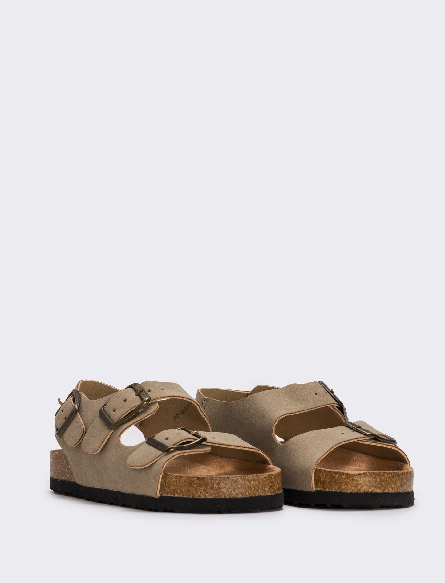 Sandalo bambino in microfibra con fibbie - Beige