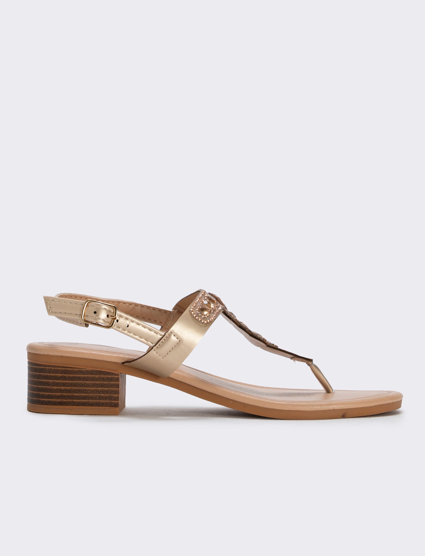 Jewelled polyurethane sandal - Gold