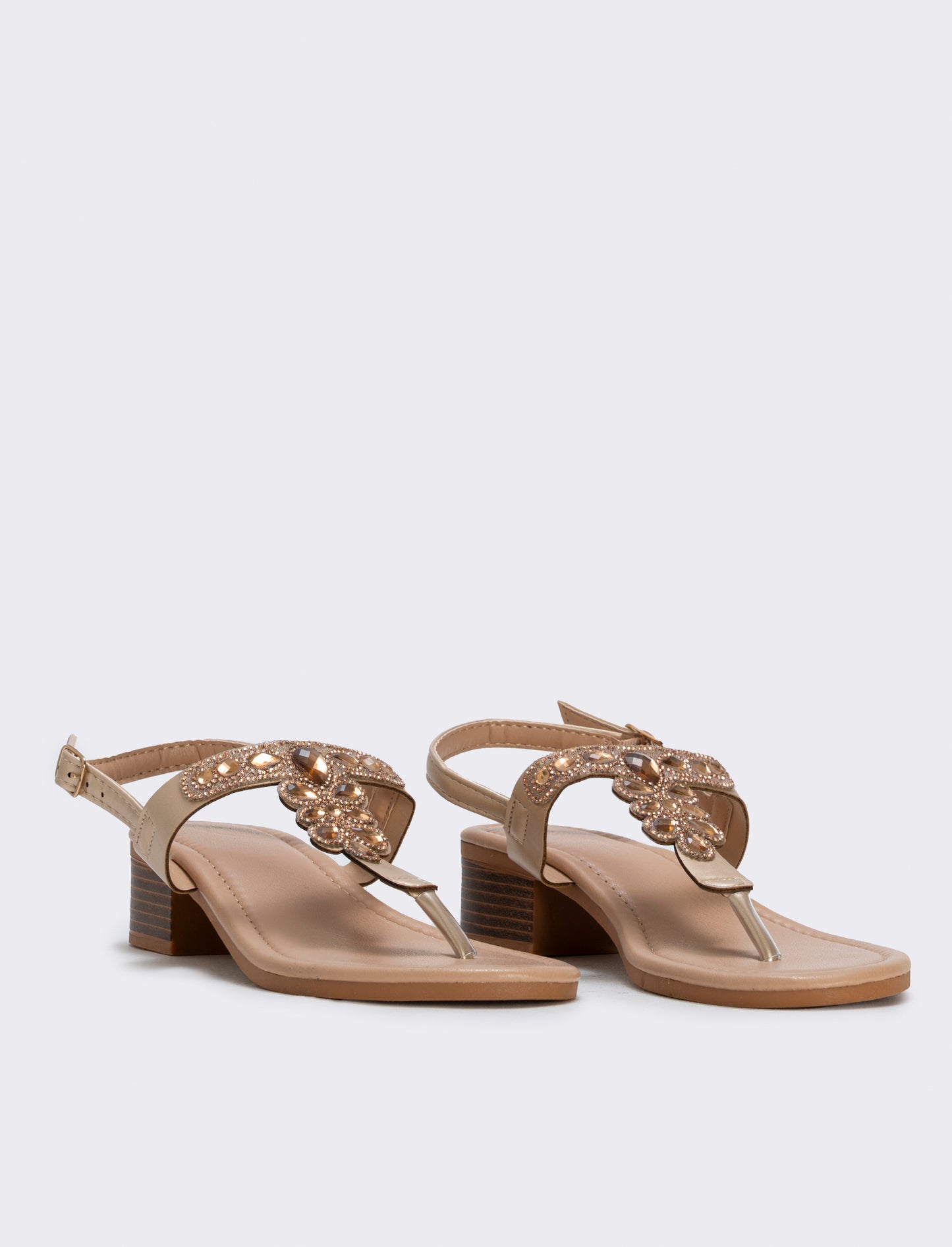 Jewelled polyurethane sandal - Gold