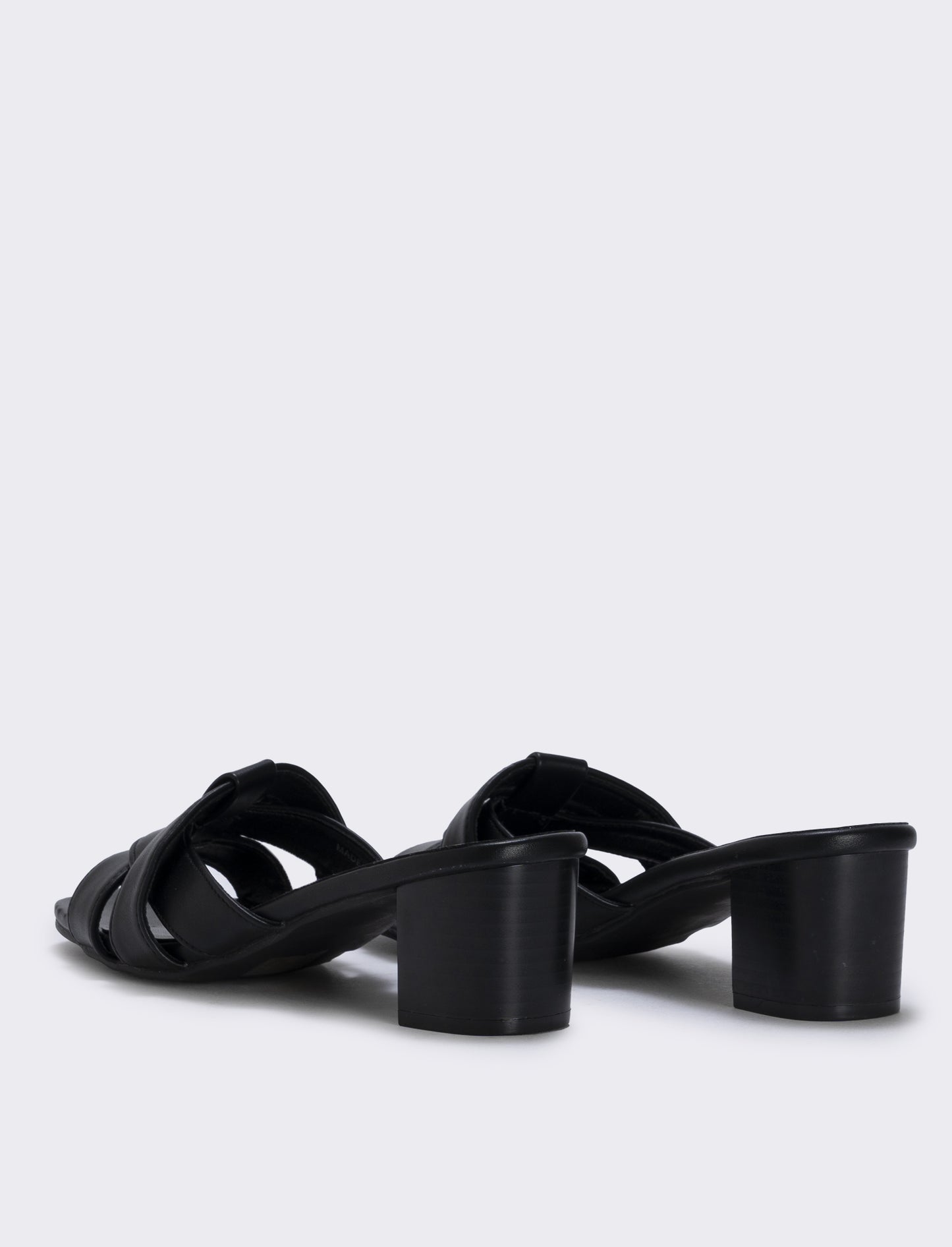 Polyurethane mules with wood effect heel - Black