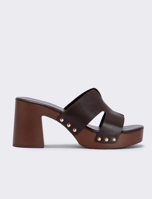 Sabot in poliuretano, tacco 90 mm - Testa di moro