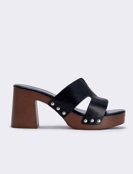 Sabot in poliuretano, tacco 90 mm - Nero