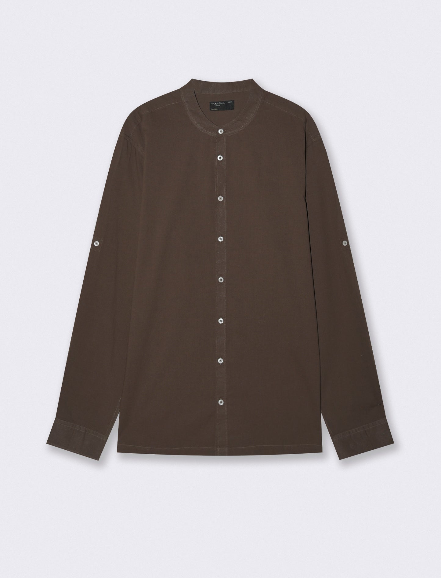 Camicia coreana in voile leggero - Moro