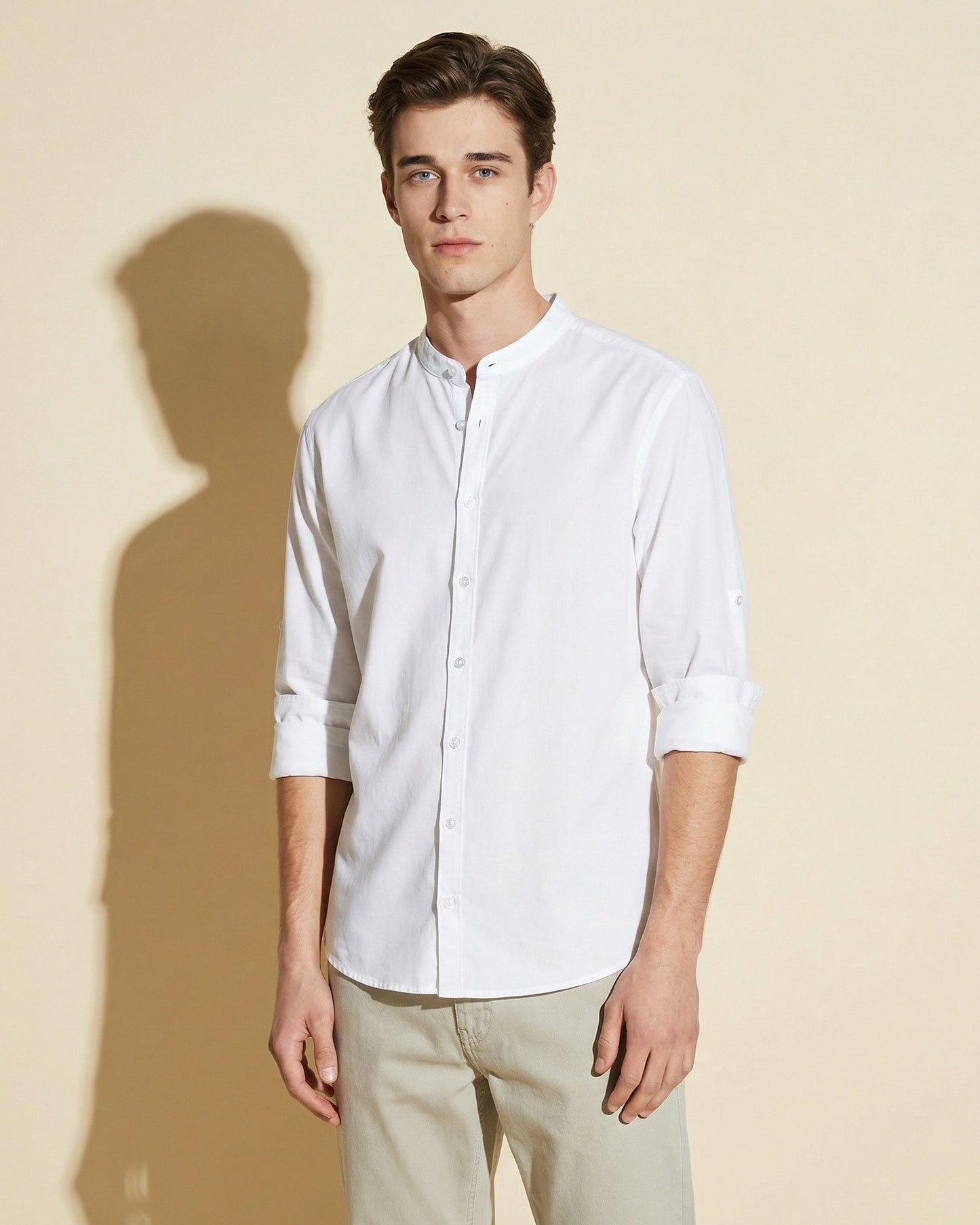 Camicia coreana in voile leggero - Bianco