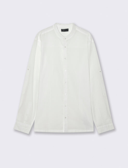 Camicia coreana in voile leggero - Bianco
