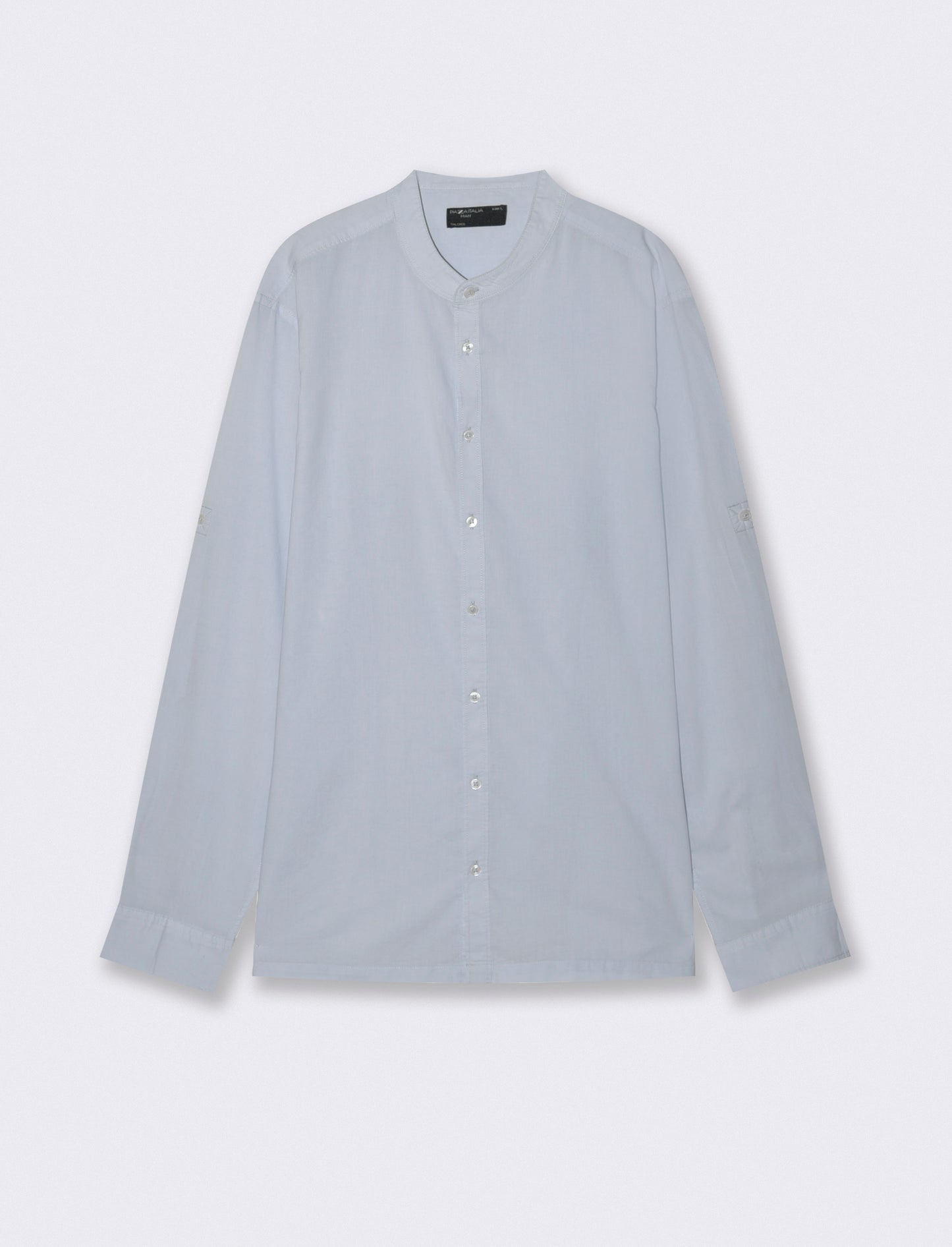 Camicia coreana in voile leggero - Celeste polvere