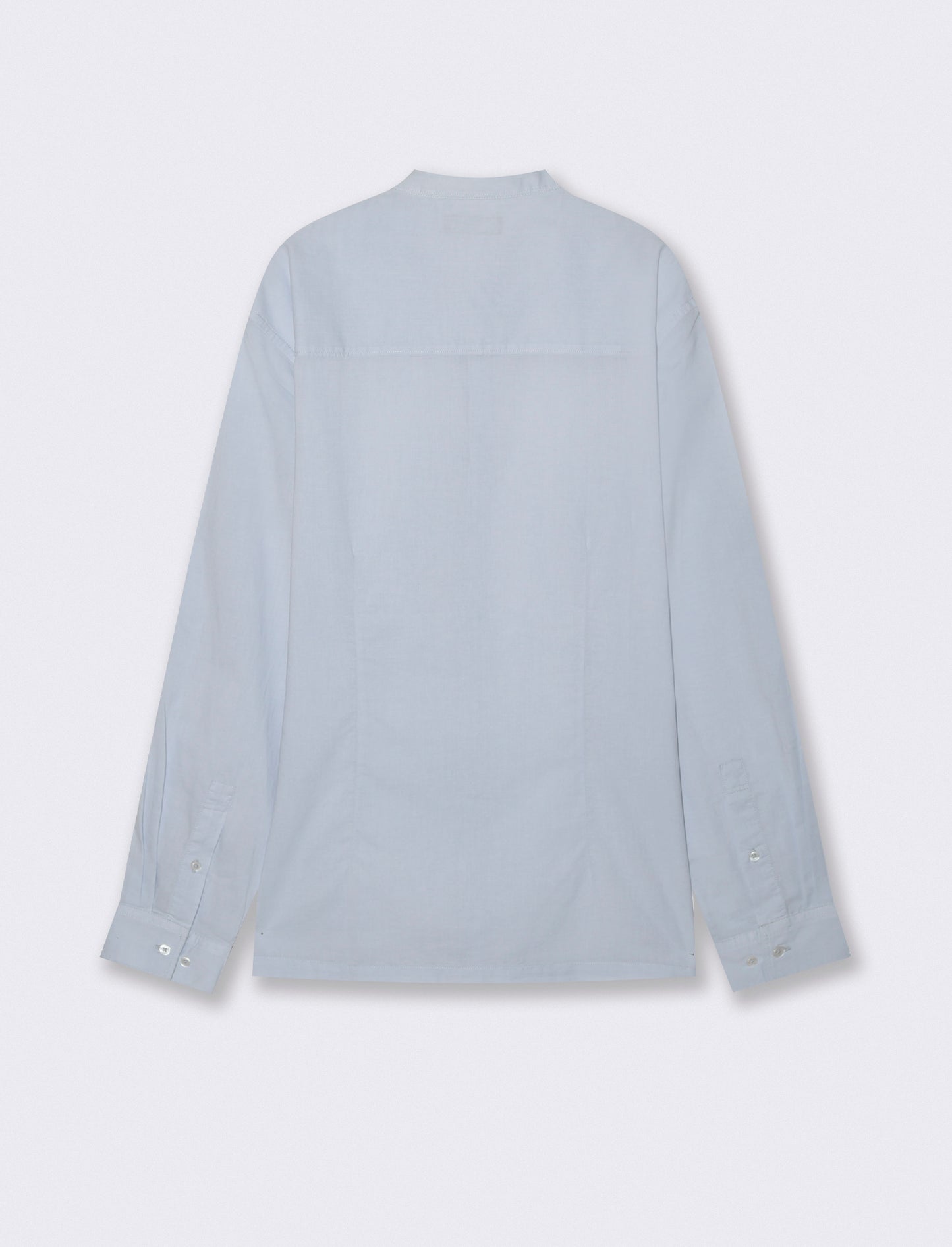Camicia coreana in voile leggero - Celeste polvere