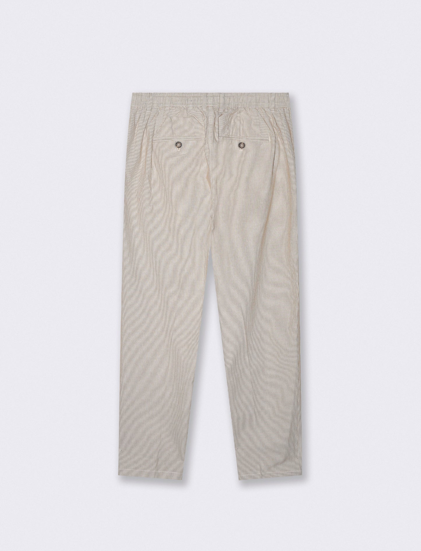 PANTALONI CHINO JOGGER MISTO LINO A RIGHE - Beige